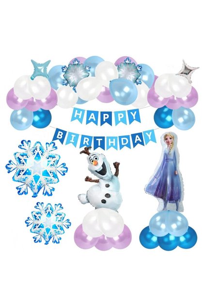 Set arcada cu baloane Elsa si Olaf - Happy Birthday, KidMania®, 21 bucati