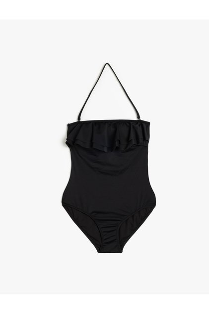 Women'S Black Ruffled Swimsuit