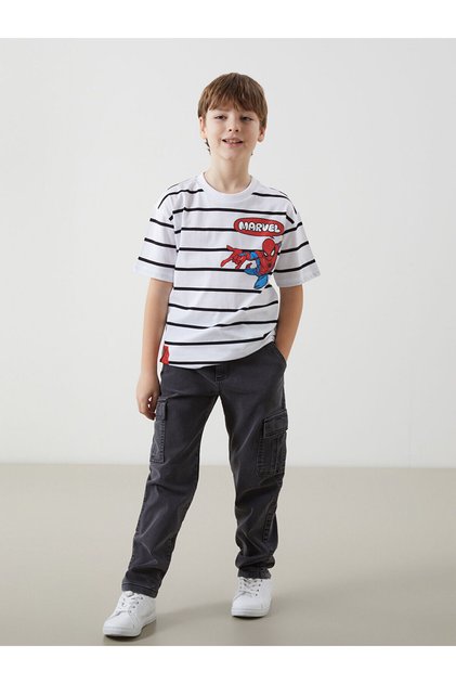 Boy's Cargo Jeans Pants with Elastic Waist