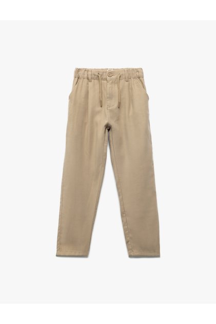 Viscose Trousers with Adjustable Elastic Waist and Laces