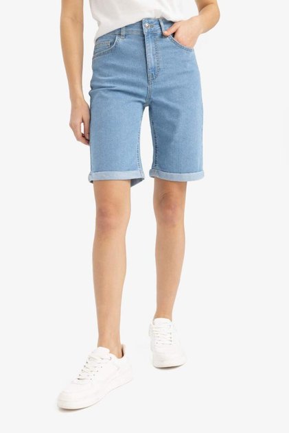 Normal Waist Folded Leg Jean Bermuda Shorts A1958Ax25Sm