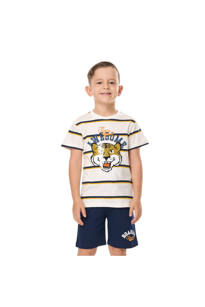 Junior Boys' 2 Piece Sets with Matching T-shirt And Slogan Print Shorts with Elasticated Waist