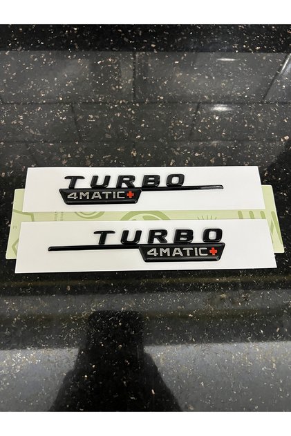 Mercedes turbo 4matic+ mudguard logo gloss black pair