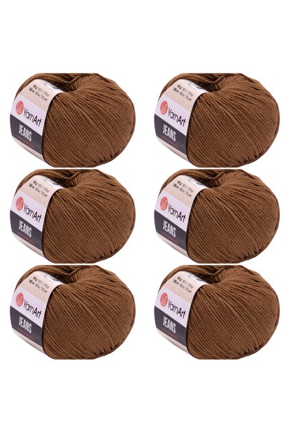 Soft Textured Jeans 6-Piece Hand Knitting Thread Set, Baby Friendly Cardigan and Amigurumi