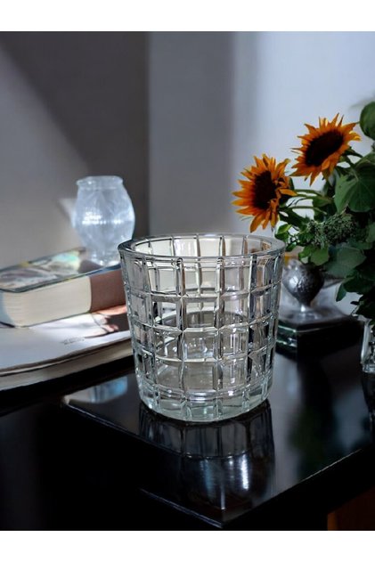 Kesme Kristal Cam Vazo / Mumluk /Salon Masa Üstü Dekor