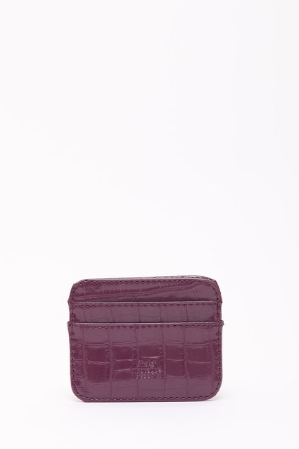 Mor Shk181 Kroko Suni Deri, 4 Kartlık ve Para Bölmeli, Unisex Kartlık
