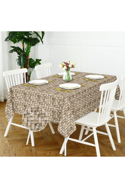 Canvas Wicker Brown Liquid Proof Stain Resistant Table Cloth