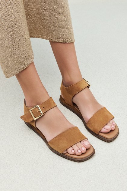 Women's Hakimi Leather Sandals 1511047 Z713 Tan