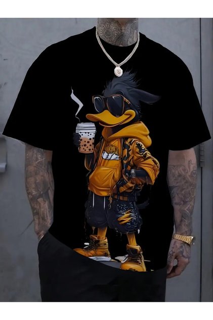 Summer Cartoon Dog Printed T-Shirt for Men - Short Sleeve, Crew Neck, Lightweight