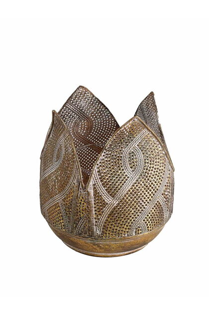 Knit Metal Tealight Mumluk 16 cm