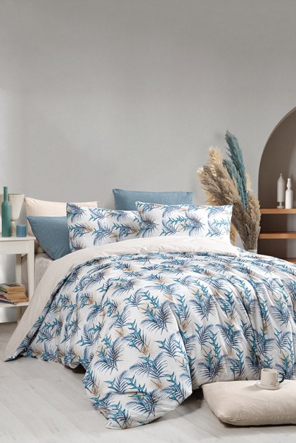 Double Duvet Cover Set with Elasticated Sheets Monblue
