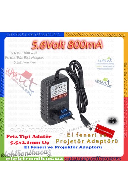 Gold Silver 5.6 Volt 800mA Fener Projektör Şarj Aleti Uyumlu GS-202-2630-2621-8006 Adaptör 5.6V 800mAh Adaptör