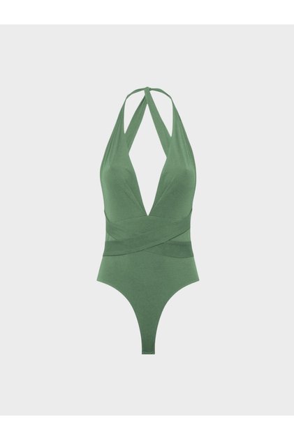 Derin Dekolteli İkonik Body - Haki