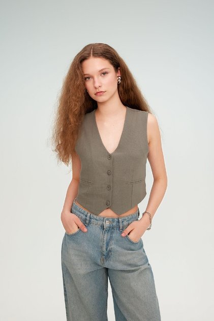 Regular Fit Linen Blended Blazer Vest Z8525AZ24SM