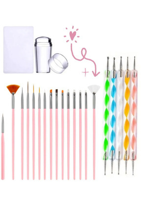 21 Parça Pro Nail Art Desen Tırnak Süsleme Dot Ve French Seti