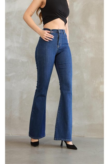 Sophio Darkblue Super High Waist Spanish Leg Jean Flare Women's Lycra Jeans