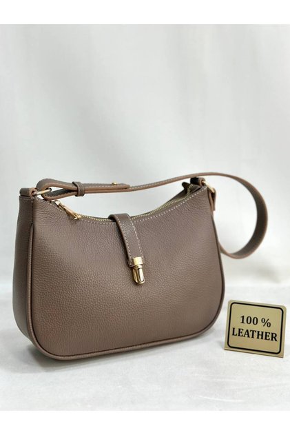 Genuine Leather Plain Skin Buckle Detailed Women's Hand Shoulder Cross Bag