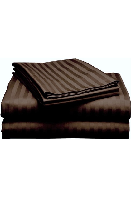 Σεντόνι Deco, 100% βαμβάκι, σατέν Damask, 220x240 cm, ρίγες 1 cm, σοκολάτα