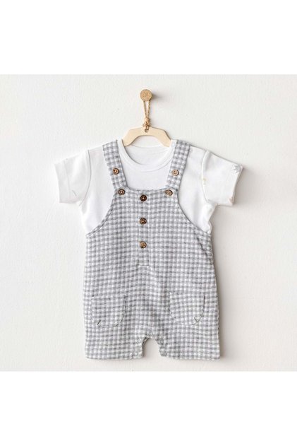 Ac25804 Jumpsuit Set Little King Salopet Suit Gray