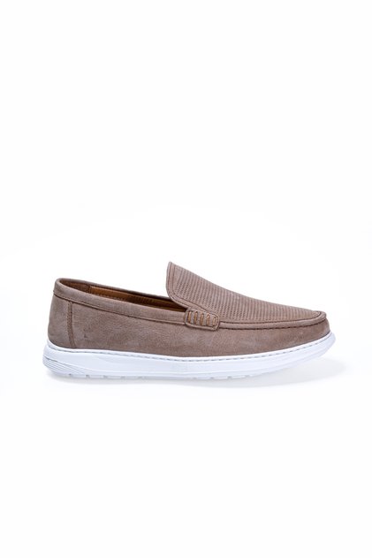 Royss Sand Nubuck Inner and Outer 100% Genuine Leather Men's Loafer Shoes, Daily Casual Shoes