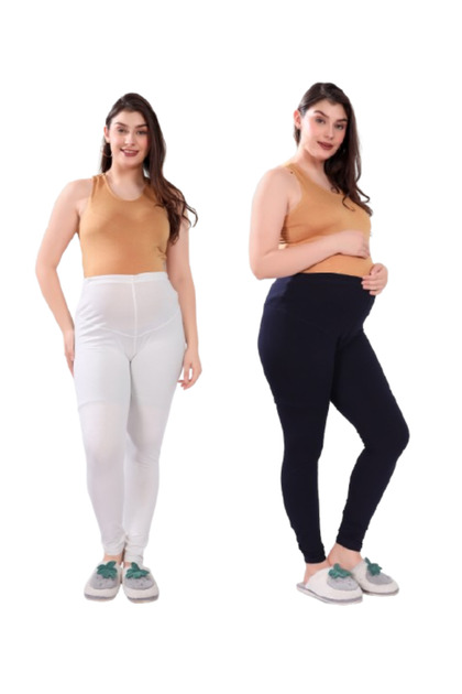 Pack of 2 Viscose Solid High Waist Maternity Leggings