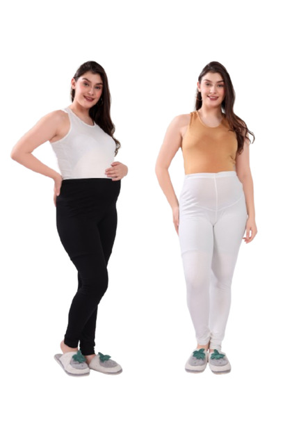 Pack of 2 Viscose Solid High Waist Maternity Leggings