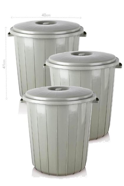 3 adet 25 Litre Kapaklı Yuvarlak Çöp Kovası Sağlam Kaliteli Çöp Kutusu Ø35 h40 Su Erzak Kovası
