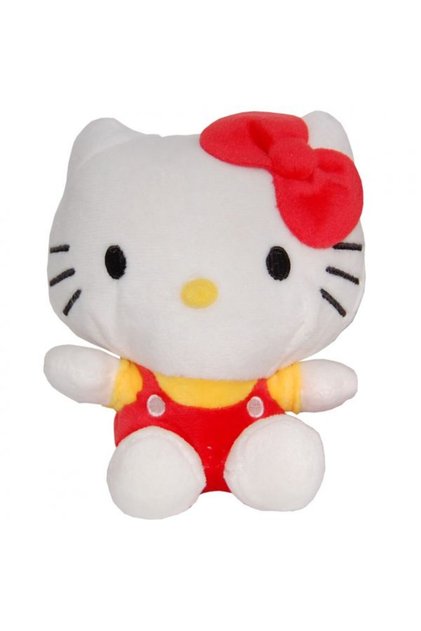 Jucarie din plus Hello Kitty cu salopeta rosie, 17 cm