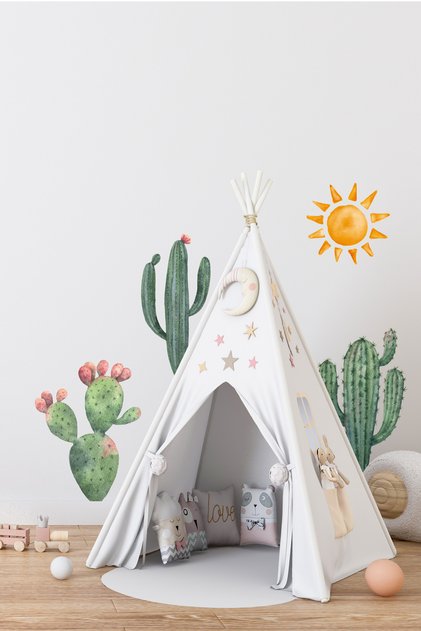 Cactus Themed Kids Room Sticker Set