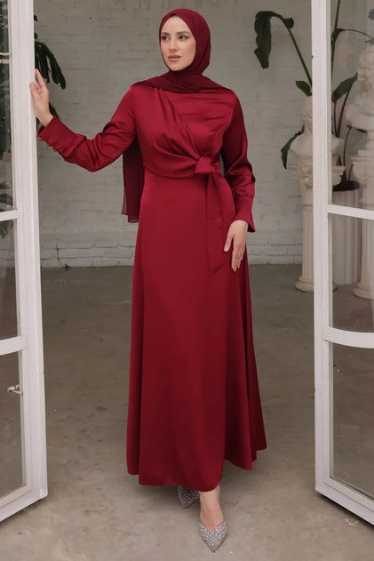 Bağlamalı Saten Elbise