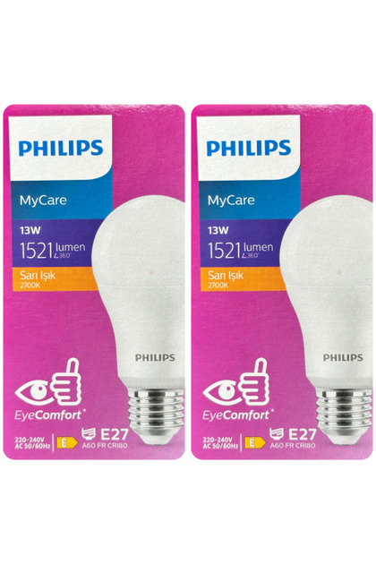 (2 Adet) Philips 13W Sarı Işık E27 Duylu (Kalın Duy) Led Ampul