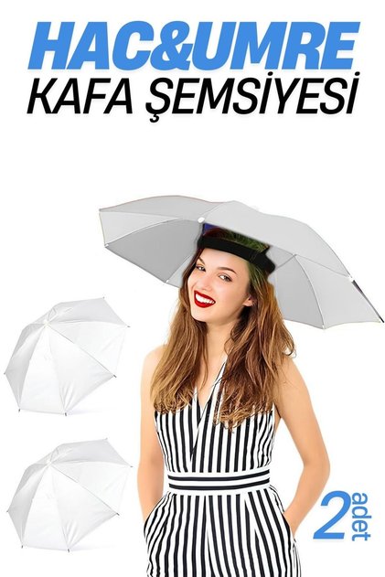Hac Umre Kafa Şemsiyesi Güneş Koruma Şemsiyesi 2 adet BEYAZ 716267