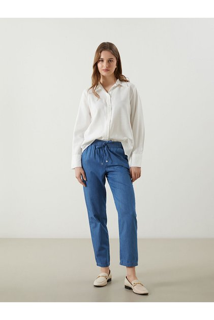 Carrot Fit Women's Jeans with Elastic Waist