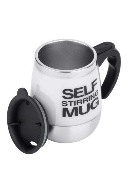 Self Stirring Mug White/Silver/Black 10.5x10.5x13.5cm