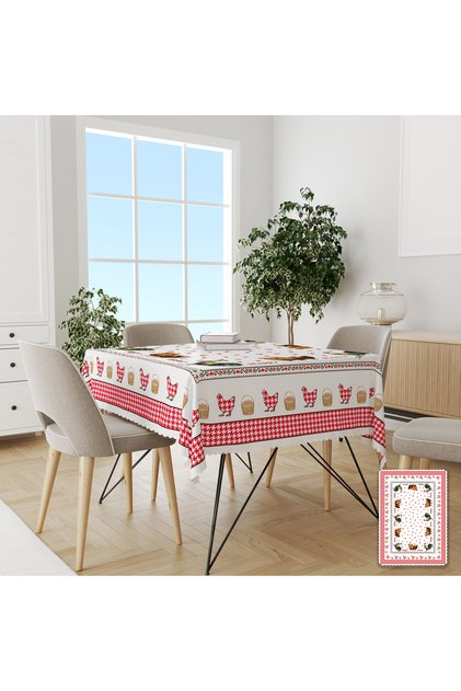 Easter Themed Happy Easter Patterned Printed Decorative Carefree Table Cloth