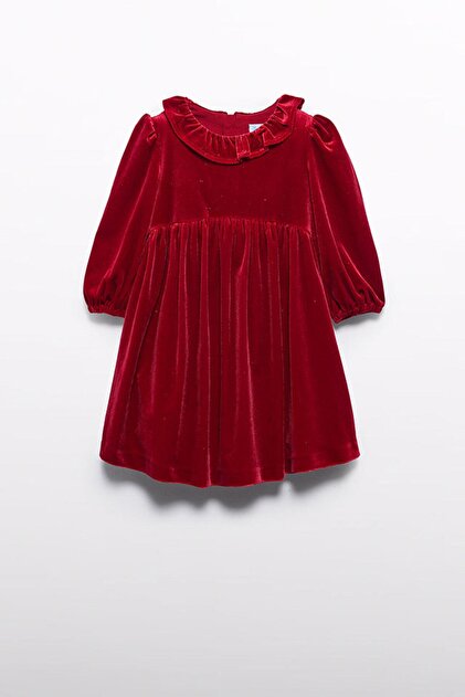 Mayoral Abel&Lula Red Velvet Long Sleeve Girl's Dress_Mnvs5523- Trendyol