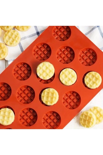 Silicone Waffle Mold, Chocolate Mold, Biscuit Mold and Cookie Mold Mini Round