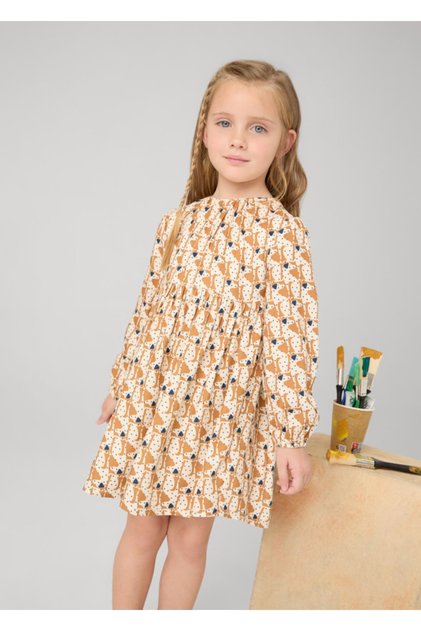 Printed Long Sleeve Girl's Dress_Mnvs 004920