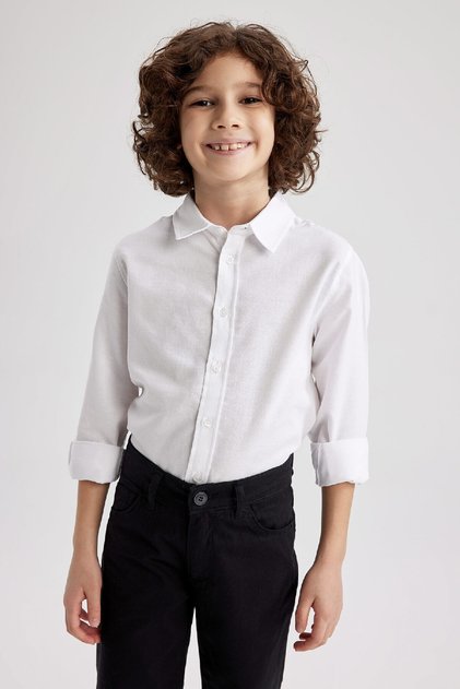 Boy's Oxford Basic Solid Long Sleeve Shirt W3215A623Sm
