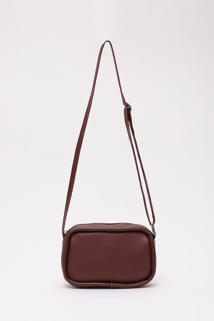 Claret Red Shk62 Single Compartment Faux Leather Adjustable Strap Zippered Crossbody Shoulder Bag