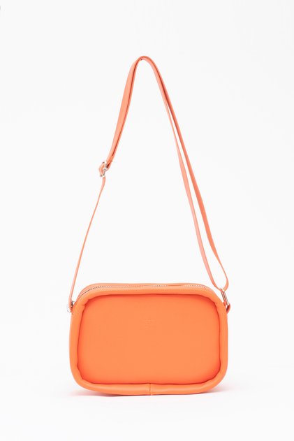 Orange Single Compartment Faux Leather Shoulder Bag L:15 E:21 W:7 cm