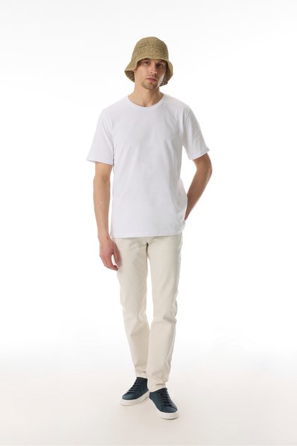 Erkek Beyaz Slim Fit Pantolon