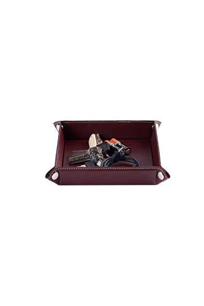 Desktop Organizer Organizer Leather Decorative Basket Square Desktop Organizer Rainbow Vegan 16,5X16,5 C