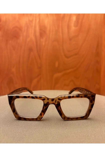 Azure Bonnie Leopard Blue Light Protective Transparent Relaxing Glasses