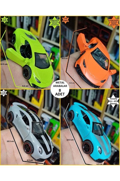 OYUNCAKSAHİLİ Bugatti Ferrari Porsche Lamborghini Tarzı 8 Adet