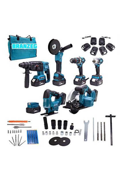 BRANZEG 36v Sarjlı Super 7li Yedili Set Matkap Seti 4x Batarya 2x