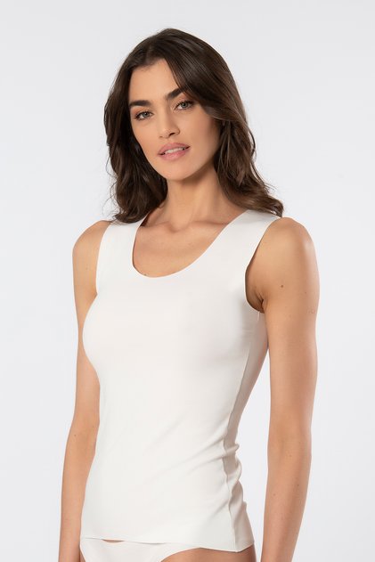 906 Women's Laser Cut Cotton Undershirt Ecru