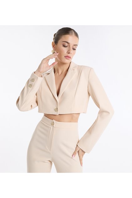CROPPED BLAZER WITH BUTTON DETAIL
