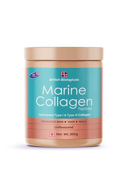 Marine Collagen Powder for Men&Women, Type 1&2 Collagen, Supports Radiant Skin, Unflavoured, 200 g