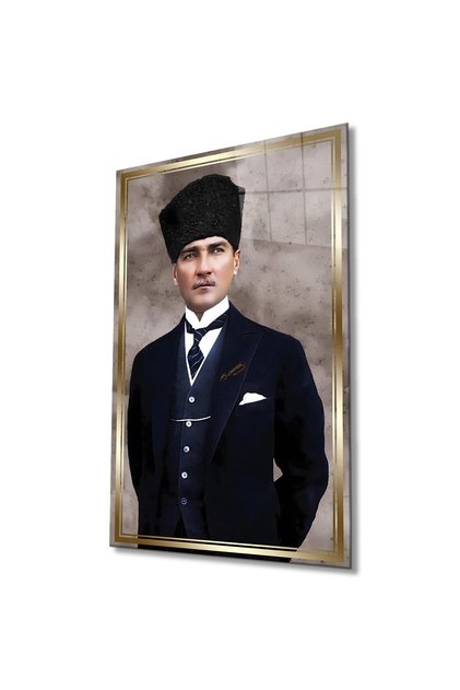 Atatürk Portre Cam Tablo Modern Ev Ofis Salon Hediyelik Büyük Tablo Duvar Dekoru
